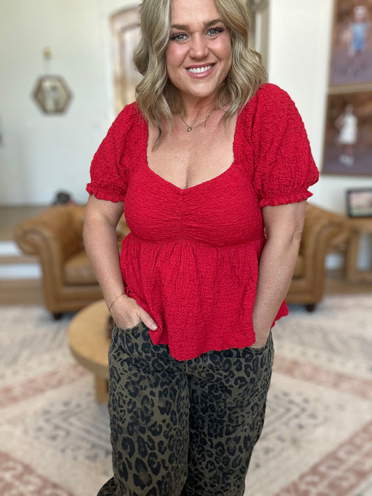 And The Why Lovely Textured and Smocked Top